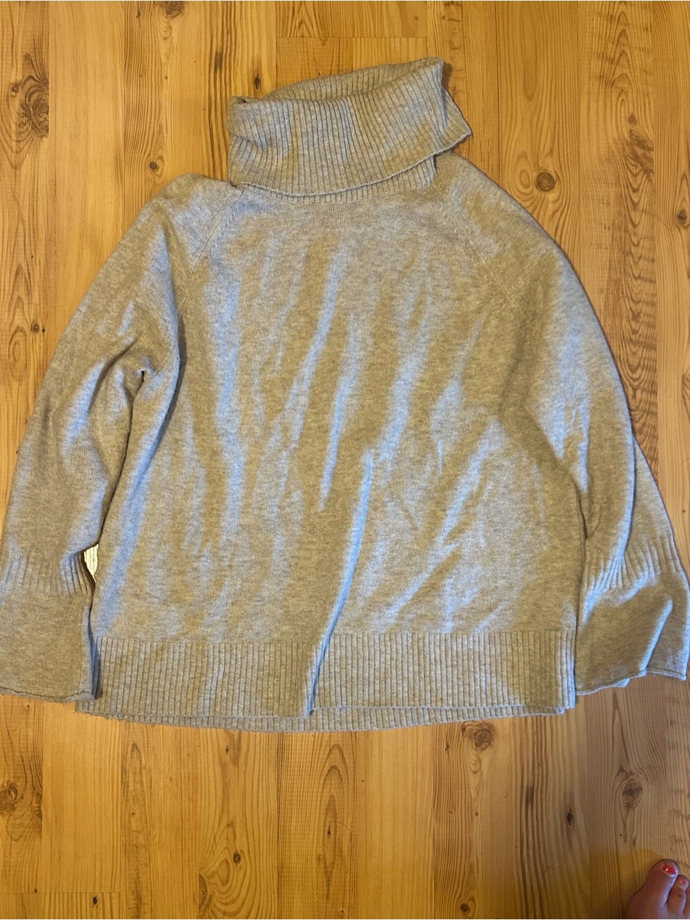 LOFT Light Gray Funnel Neck Sweater